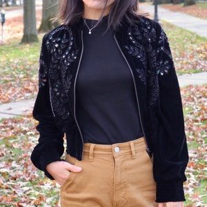 Zara cropped velvet jacket